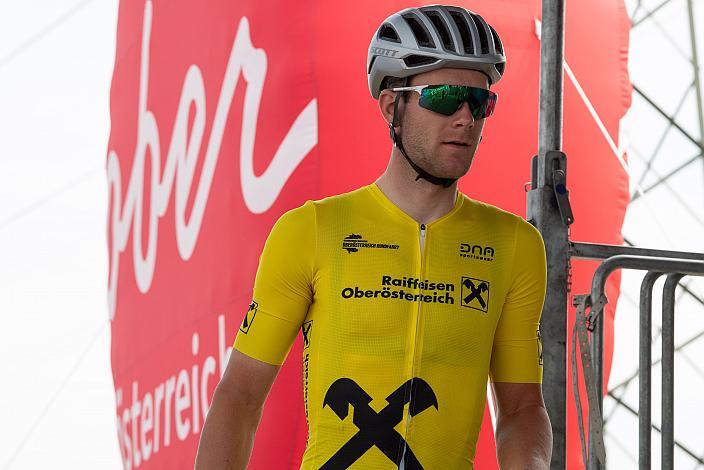 Daan Soete (BEL, Team De Stoempersclub Leuven) im Gelben Raiffeisen Trikot des Gesamtführenden, 1. Etappe Wels - Maria Schmolln, Int. Raiffeisen Oberösterreich Rundfahrt UCI Kat. 2.2