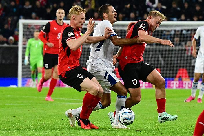 v.l. Nicolas Seiwald (AUT), Saied Abu Farchi (Israel), Gernot Trauner (AUT), Nations League Qualifikation, 2026 - 2027