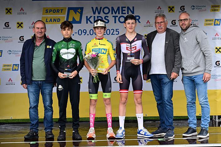 Gesamzergebnis 2. Paltz Alexander Walcher (AUT, LRV Steiermark), Sieger und im Gelben Trikot der Kids Tour Georg Wartlsteiner (AUT, LRV Tirol / OOE), 3. Platz Tobias Gerauer, (AUT, LRV Tirol / OOE) Zeitfahren Herzogenburg, 3. Etappe Sportland NOE Kids Tour
