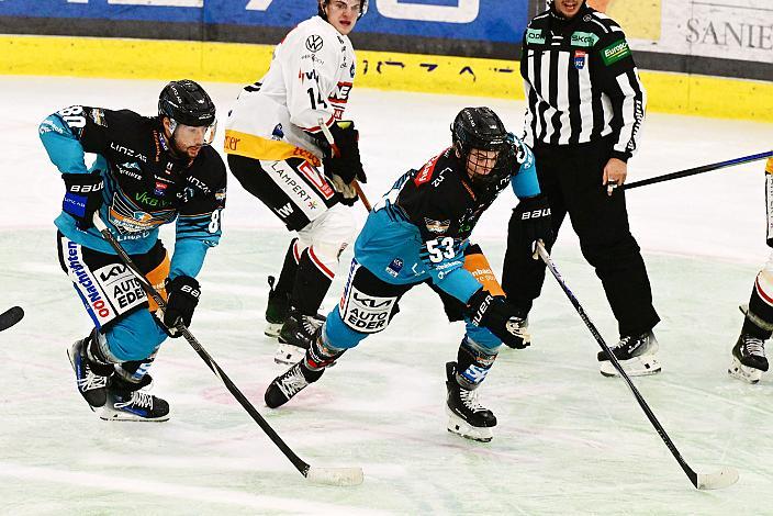 Julian Pusnik (Steinbach Black Wings Linz), Jonathan Oschgan (Steinbach Black Wings), 1. Runde ICE, Steinbach Black Wings Linz vs Pioneers Vorarlberg , Linz AG Eisarena 
