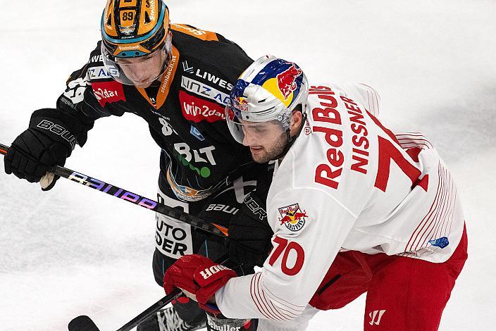 Marco Brucker (Steinbach Black Wings Linz), Benjamin Nissner (EC Red Bull Salzburg), Steinbach Black Wings Linz vs EC Red Bull Salzburg, 17. Runde ICE Hockey League, Steinbach Black Wings Linz, Linz AG Eisarena 