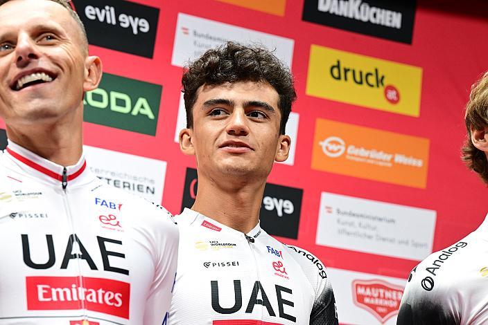 Isaac Del Toro (MEX, UAE Team Emirates - XRG), Teampräsentation Stadtplatz Steyr, Tour of Austria, Steyr Austria