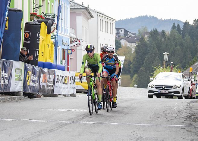 Die Ausreisser mit Michael Konczer (AUT, Hrinkow Advarics Cycleang), Andi Bajc (SLO, Team Felbermayr Simplon Wels), Lukas Meiler, GER (Team Vorarlberg Santic), 1. Mühlviertler Hügelwelt Classik, Königswiesen,  U23, Elite Damen und Herren