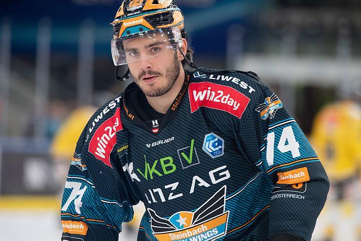 Nico Feldner (Steinbach Black Wings Linz) Steinbach Black Wings Linz vs HC Pustertal Woelfe, 4. Runde ICE Eishockey Liga, Linz AG Eisarena