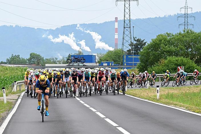 Das Peloton in der 3. Etappe,  51. Int. Oberösterreich Junioren Rundfahrt, Bad Wimsbach - Strass im Attergau