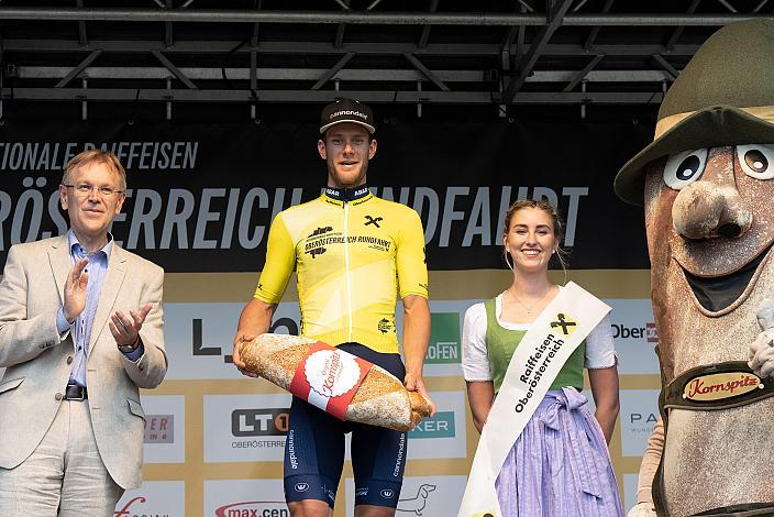Daan Soete (BEL, Team Deschacht - Group Hens - Containers Maes) im Gelben Trikot des Gesamtführenden, Wels Max.Center - Amag Ranshofen,  Int. Raiffeisen Oberösterreich Rundfahrt UCI Kat. 2.2