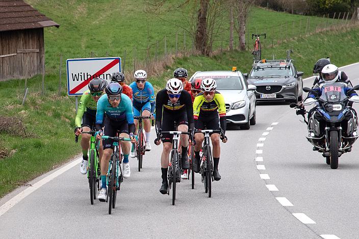 Stefan Brandlmeier (GER, Santic-Wibatech), Lukas Meiler, GER (Team Vorarlberg), Lukas Rüegg (SUI, Team Vorarlberg Santic),  Herren Elite, U23, Radliga, 62. Radsaison-Eröffnungsrennen Leonding, Oberösterreich 