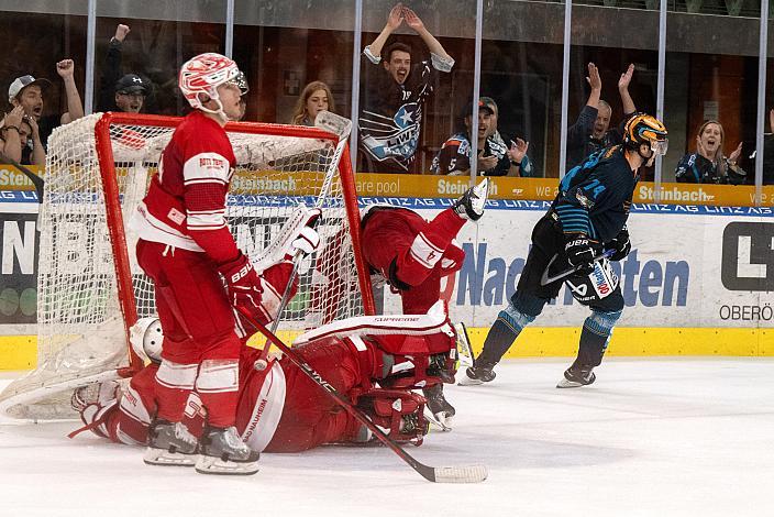 Nico Feldner (Steinbach Black Wings Linz) erzielt das 5 zu 0 Testspiel Steinbach Black Wings Linz vs EC Bad Nauheim, Linz AG Eisarena, pre season 