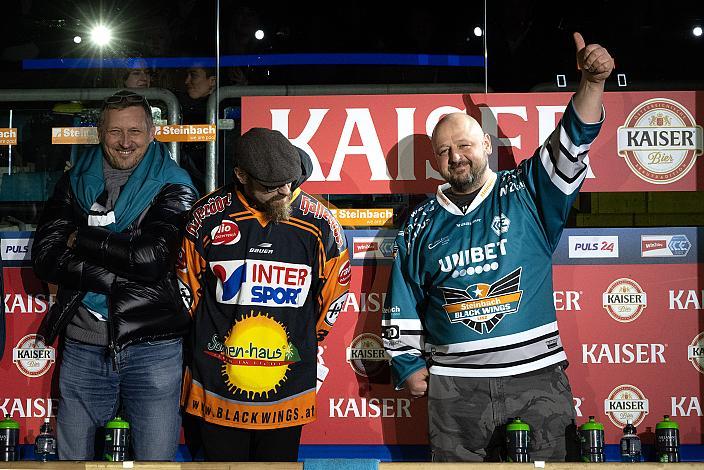 Andreas Brucker, Markus Peintner, Pavel Nestak, Steinbach Black Wings Linz vs EC ID Wärmepumpen VSV, 47. Runde, Retro Night, ICE Hockey League, Steinbach Black Wings Linz, Linz AG Eisarena 