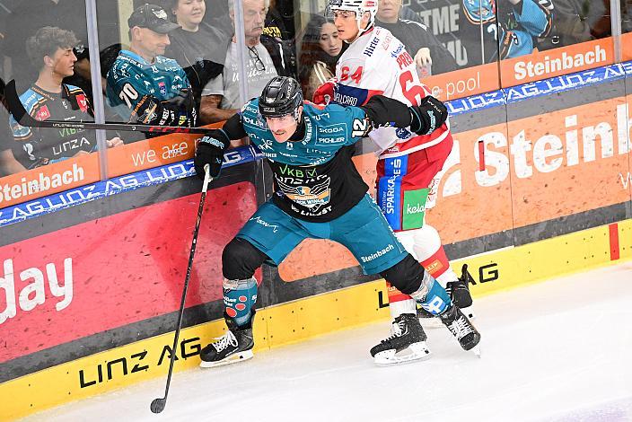 Brady Shaw (Steinbach Black Wings Linz)Maximilian Preiml (EC KAC), 8. Runde ICE, Steinbach Black Wings Linz vs EC KAC, Linz AG Eisarena 