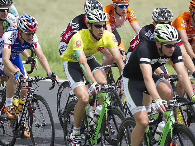 Florian Bissinger, GER, Team Vorarlberg im gelben Trikot des Gesamtfuehrenden, 2. Etappe, Linz - Aigen/Schlaegl