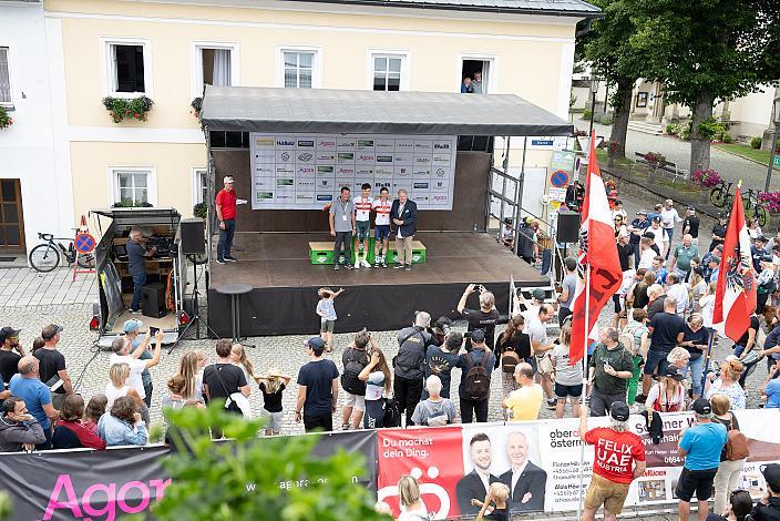 . Harald J. Mayer (ÖRV, Präsident Österreichischer Radsportverband, Cycling Austria), Staaatsmeisterion Anna Kiesenhofer (AUT, Roland), Alexander Hajek (AUT, Bora - Hansgrohe) ÖM Staatsmeisterschaft, Strassenrennen, Königswiesen OÖ