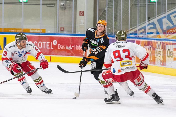 Anton Bernard (HCB Suedtirol Alperia), Chris Rumble (Steinbach Black Wings Linz), Luca Frigo (HCB Suedtirol Alperia) Steinbach Black Wings Linz vs HCB Suedtirol Alperia, bet-at-home ICE Hockey League