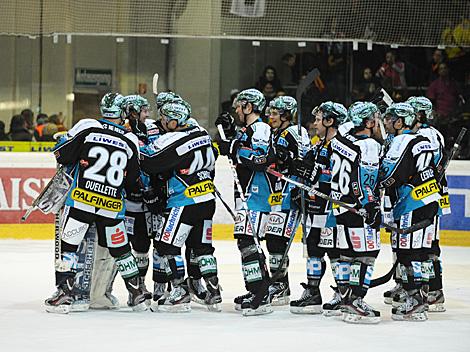 Linz feiert den Sieg ueber Wien, EHC Liwest Black Wings Linz vs. UPC Vienna Capitals