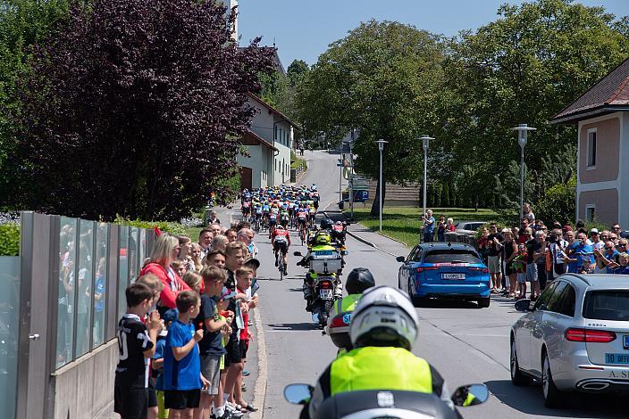 Das Peleton bei St. Peter am Wimberg, 2. Etappe Wels - Bad Leonfelden, Int. Raiffeisen Oberösterreich Rundfahrt UCI Kat. 2.2