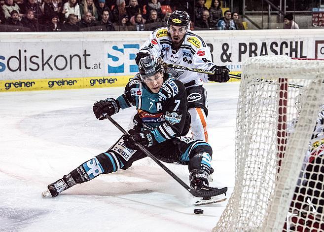 Brian Lebler (EHC Liwest Black Wings Linz), Sean MacMonagle (Dornbirn Bulldogs), EHC Liwest Black Wings Linz vs Dornbirn Bulldogs