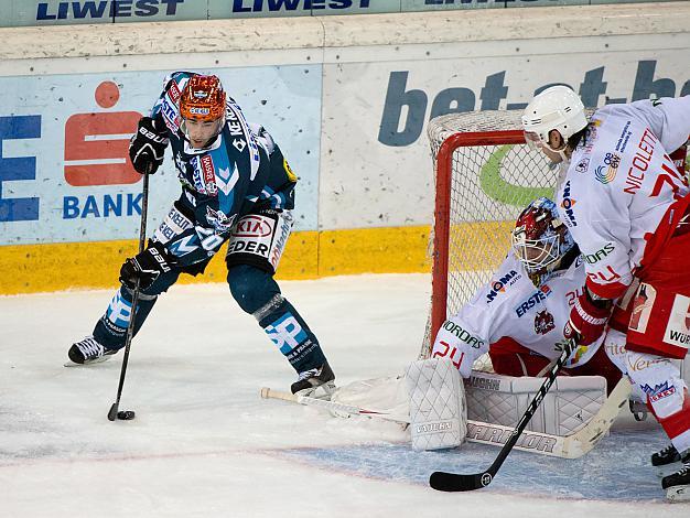 Brad Moran, Linz und Jaroslav Huebl, Bozen, EHC Liwest Black Wings Linz vs HCB Suedtirol 