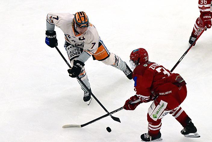 Brian Lebler (Steinbach Black Wings Linz), Luca Zitterbart (EV Landshut)Testspiel, Steinbach Black Wings Linz vs ELV Landshut , Linz AG Eisarena