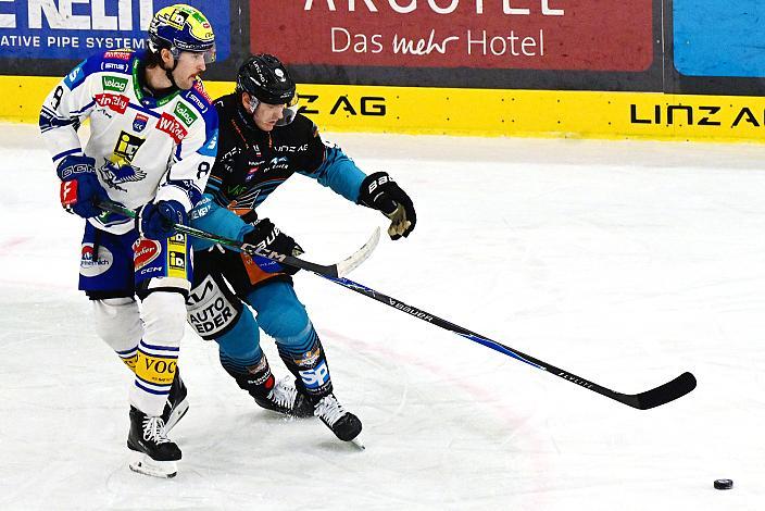 Maximilian Rebernig (EC iDM Wärmepumpen VSV), Luka Maver (Steinbach Black Wings Linz), 36. Runde ICE, Steinbach Black Wings Linz vs EC iDM Wärmepumpen VSV), Linz AG Eisarena 