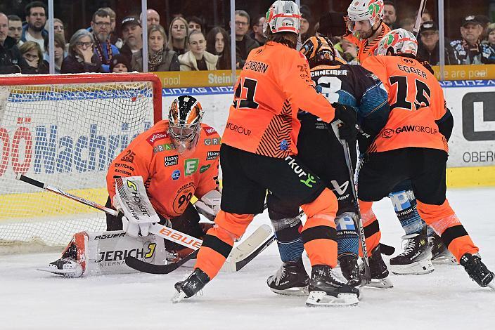 Tormann Lars Volden (Graz 99ers), Niklas Bretschneider (Steinbach Black Wings Linz) Steinbach Black Wings Linz vs Moser Medical Graz 99ers , Linz AG Eisarena