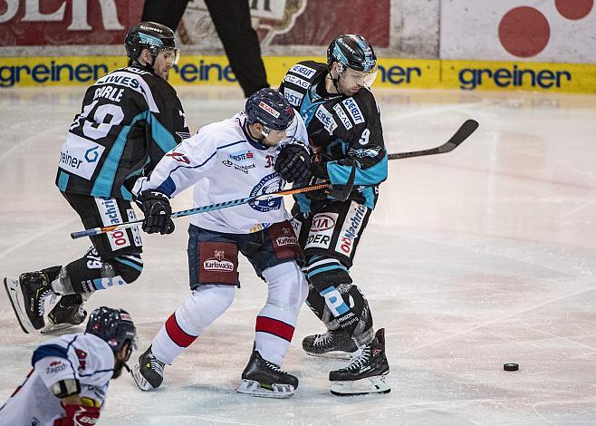Rick Schofield (EHC Liwest Black Wings Linz), Ivan Brencun (KHL Medvescak Zagreb), EHC Liwest Black Wings Linz vs KHL Medvescak Zagreb