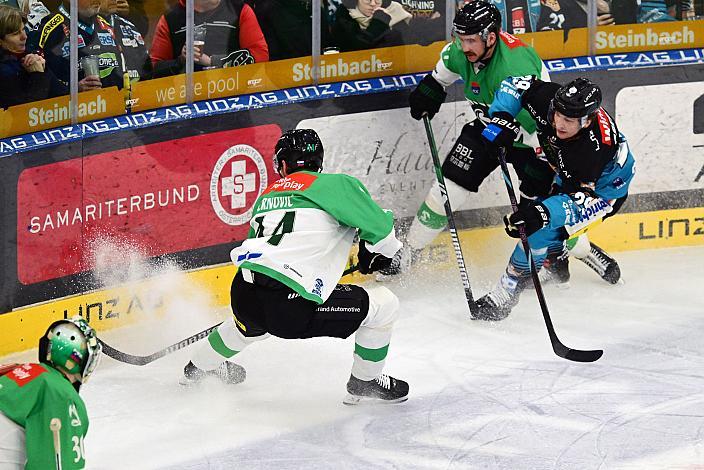 Aljosa Crnovic (HK Olimpija Ljubljana), Aljaz Predan (Steinbach Black Wings), 22. Runde ICE, Steinbach Black Wings Linz vs HK Olimpija Ljubljana, Linz AG Eisarena 