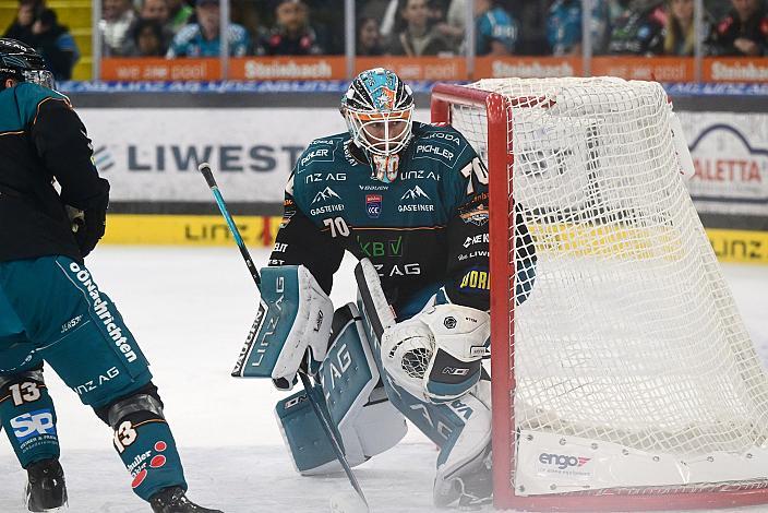Tormann Dylan Wells (Steinbach Black Wings Linz) 3. Runde ICE, Steinbach Black Wings Linz vs Olimpija Ljubljana, Linz AG Eisarena 