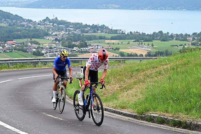 Im Bergtrikot Michael Hettegger (AUT, Öberösterreich), Gesamtsieger Elias Wändel (SWE, JEGG-Skil-DJR), 3. Etappe,  51. Int. Oberösterreich Junioren Rundfahrt, Bad Wimsbach - Strass im Attergau