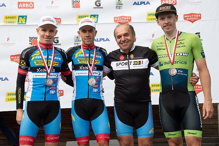 Podest Berg MS, 2. Platz Daniel Lehner (AUT, Team Felbermayr Simplon Wels), Sieger Riccardo Zoidl (AUT, Team Felbermayr Simplon Wels), 3. Platz Rainer Kepplinger (AUT, Hrinkow Advarics Cycleang Team),  Hochkar, NÖ, Österreichsen Meisterschaft Berg, ÖRV RadLiga, Radsport, Radliga, ÖRV, Herren Elite, 