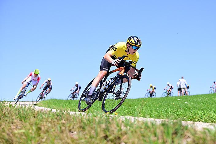 Im Gelben Trikot des Gesamtführenden Luis Grupp (GER, Team Deutschland), 3. Etappe Bad Wimsbach - Strass im Attergau, Int. Oberösterreichische Versicherung OÖ Junioren Oberösterreich Rundfahrt