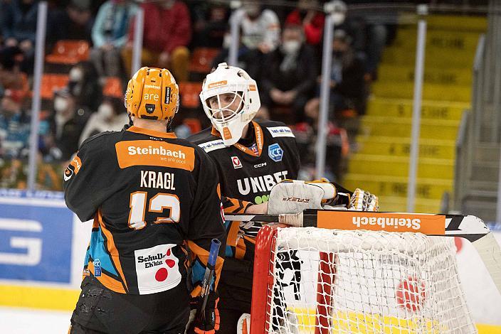 Gerd Kragl (Steinbach Black Wings Linz), Tormann Luca Egger (Steinbach Black Wings Linz) Steinbach Black Wings Linz vs Fehervar AV19, bet-at-home ICE Hockey League