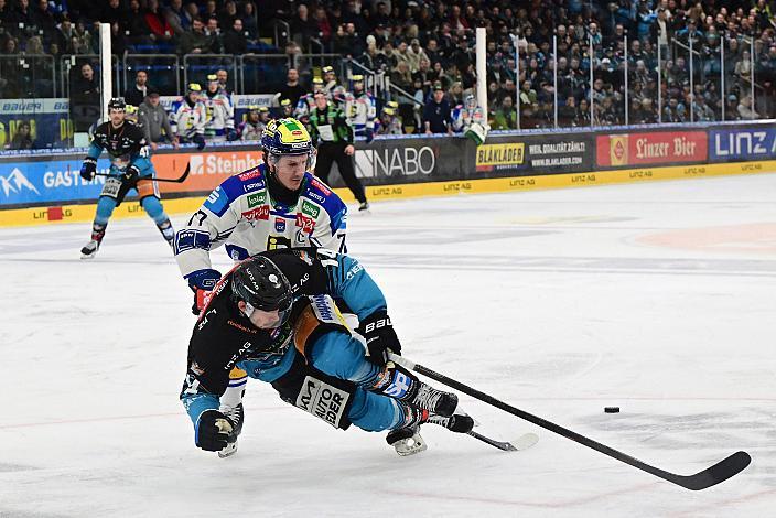 Henrik Neubauer (Steinbach Black Wings Linz), Philipp Lindner (EC iDM Wärmepumpen VSV), , Spiel 2 Pre-Playoffs,  ICE, Steinbach Black Wings Linz vs EC iDM Wärmepumpen VSV, Linz AG Eisarena