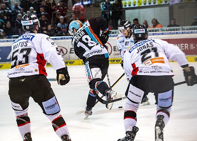 Im Bild: Valentin Leiler (EHC Liwest Black Wings Linz) Eishockey,  EHC Liwest Black Wings Linz vs HC Orli Znojmo