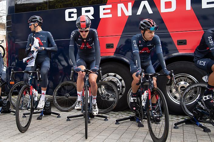 v.l. Gianni Moscon (ITA, Ineos Grenadiers), Pavel Sivakov (RUS, Ineos Grenadiers), 44th Tour of the Alps, 1. Etappe Brixen - Innsbruck 140,6km, UCI Pro Series