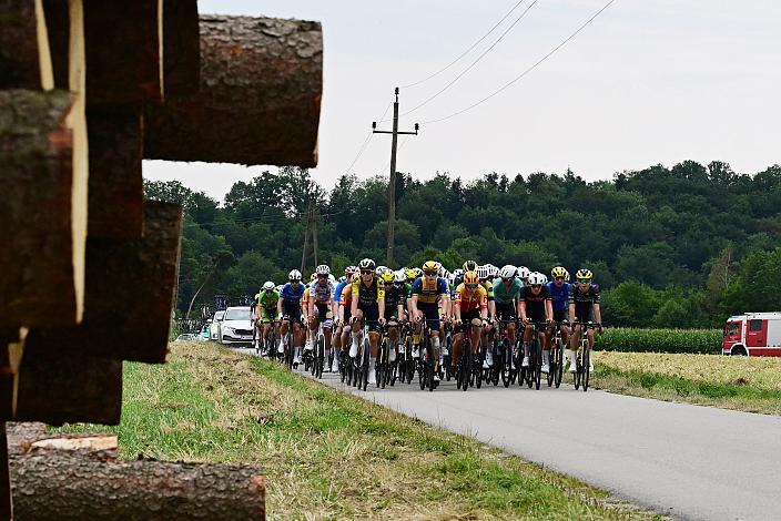Das Peloton in der 3. Etappe,  51. Int. Oberösterreich Junioren Rundfahrt, Bad Wimsbach - Strass im Attergau