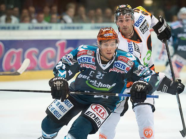 Philipp Lukas, Linz und Greg Day, Graz, EHC Liwest Black Wings Linz vs Moser Medical Graz 99ers