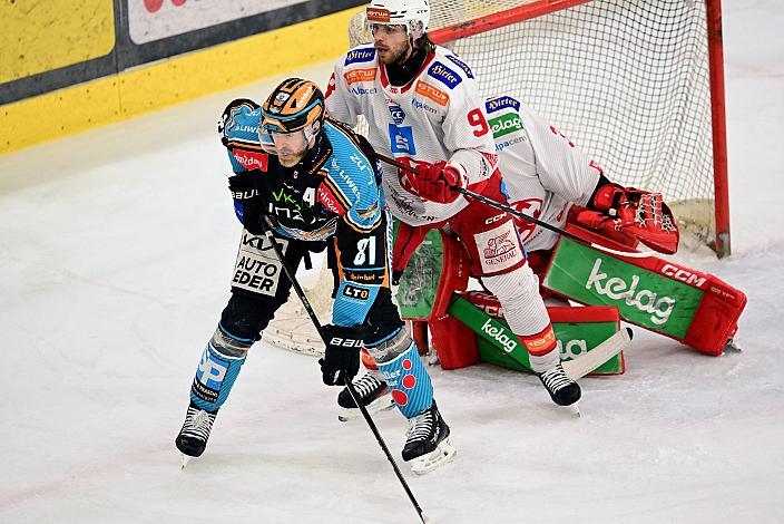 Sean Collins (Steinbach Black Wings Linz), Daniel Obersteiner (EC KAC), Semifinale 2, Win2Day ICE Hockey League, 2. Semifinale, Steinbach Black Wings Linz vs EC KAC,  Linz AG Eisarena 