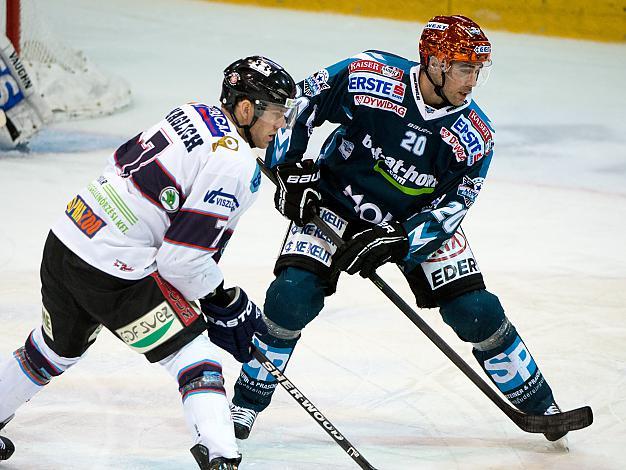 Brad Moran, Linz und Adam Naglich, Szekesfehervar, EHC Liwest Black Wings Linz vs SAPA Fehervar AV 19