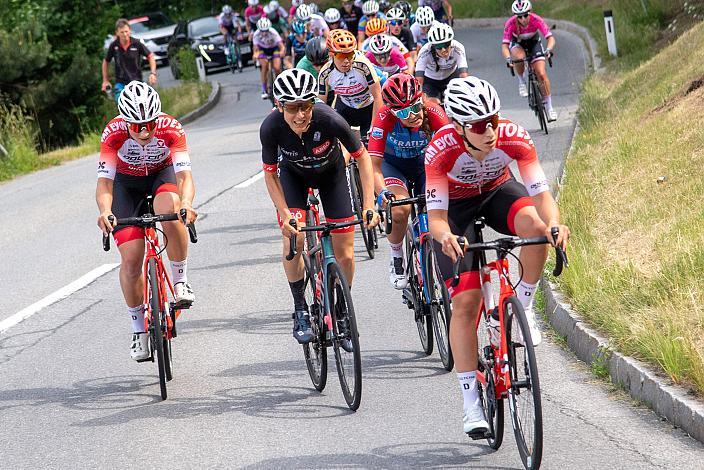 v.l. Kathrin Schweinberger (AUT, Doltcini - Van Eyck Sport), Anna Kiesenhofer (AUT, Team Cookina ARBÖ ASKÖ Graz RLM Stmk) Christina Schweinberger (AUT, Doltcini - Van Eyck Sport) Elite Damen, Österreichische Meisterschaft Strassenrennen, Kufstein, Tirol 