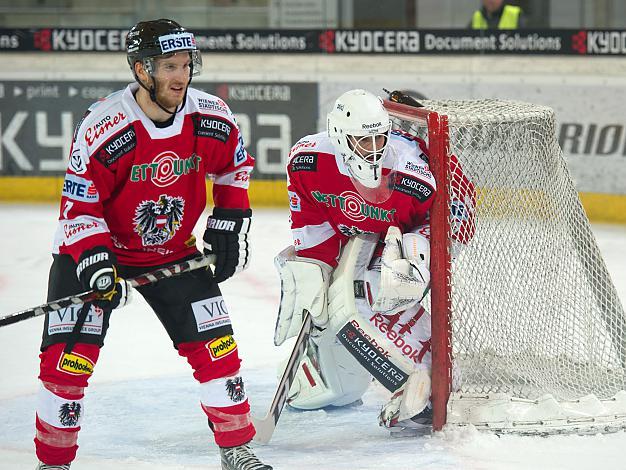 Bernhard Starkbaum, AUT, Tormann, Stefan Ulmer, AUT, Oesterreich vs Slowenien, IIHF Euro Hockey Challenge