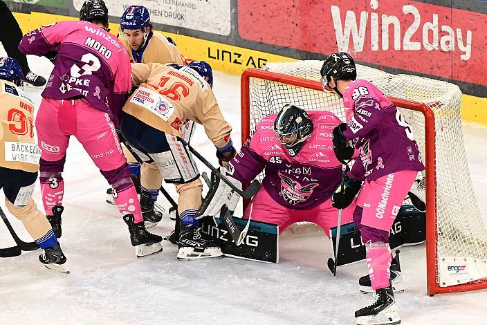 Tormann Martin Reder (Steinbach Black Wings Linz), Justin Richards (HC Tiwag Innsbruck - Die Haie), ICE, Steinbach Black Wings Linz vs HC Tiwag Innsbruck - Die Haie Linz, AG Eisarena 