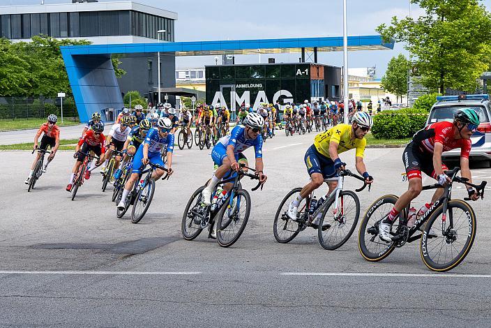 Daan Soete (BEL, Team Deschacht - Group Hens - Containers Maes) im Gelben Trikot des Gesamtführenden, Wels Max.Center - Amag Ranshofen,  Int. Raiffeisen Oberösterreich Rundfahrt UCI Kat. 2.2
