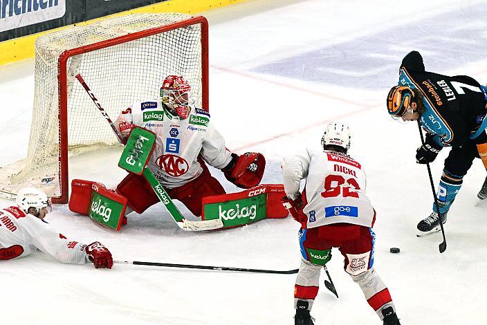 Tormann Rasmus Tirronen (Steinbach Black Wings Linz), Thimo Nickl (EC KAC), Brian Lebler (Steinbach Black Wings Linz) Win2Day ICE Hockey League,  Steinbach Black Wings Linz vs EC KAC,  Linz AG Eisarena 