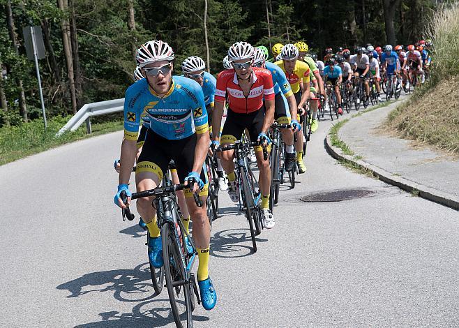 Lukas Schlemmer (AUT, Team Felbermayr Simplon Wels), Riccardo Zoidl (AUT, Team Felbermayr Simplon Wels), Stephan Rabitsch (AUT, Team Felbermayr Simplon Wels) im gelben Trikot  4. Etappe Traun - Ternberg
