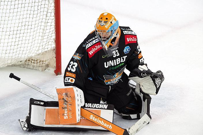 Tormann Thomas Höneckl (Steinbach Black Wings Linz) Steinbach Black Wings Linz vs HC Pustertal Woelfe, 7. Runde ICE Hockey League, Steinbach Black Wings Linz, Linz AG Eisarena 