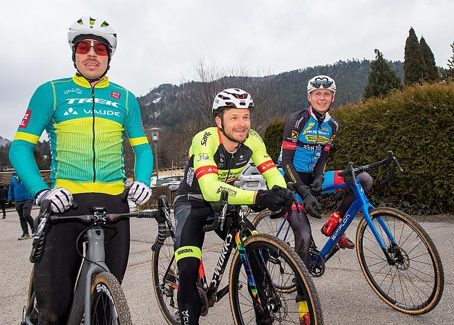 2. Platz Gregor Raggl (AUT, Trek Vaude), Sieger Daniel Federspiel (AUT, Team Vorarlberg Santic), 3. Platz Moran Vermeulen (AUT, Team Felbermayr Simplon Wels),  Rad Cyclo Cross Staatsmeisterschaft 2021, Neusiedl/Waidamannsfeld, Niederösterreich