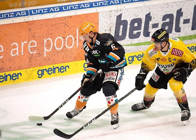 Alexander Lahoda (Steinbach Black Wings 1992), Mario Fischer (spusu Vienna Capitals), Black Wings Linz vs Spusu Vienna Capitals, Eishockey, Bet at Home ICE Hockey League