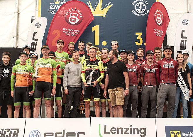 Die Sieger beim Teamzeitfahen King of the Lake, Sieger Team Vorarlberg Santic, 2. Platz Team Hrinkow Advarics Cycleang , 3. Platz Team Maloja Pushbikers, Attersee, Radsport, Radbundesliga