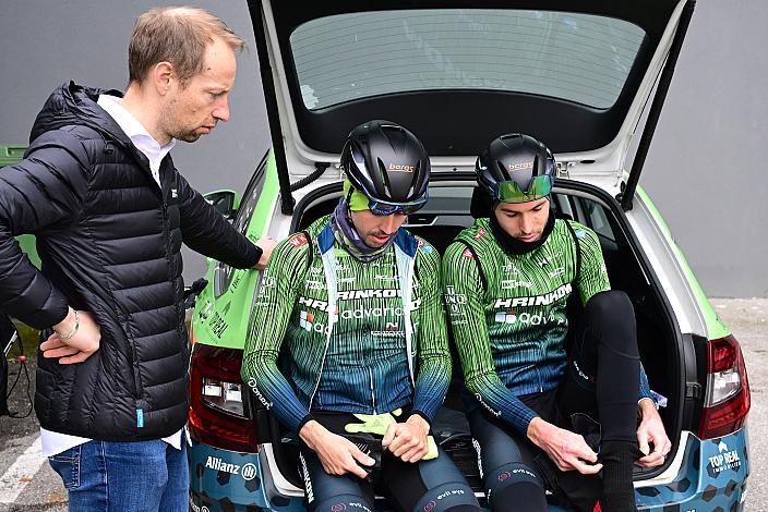 Sportlicher Leiter Matej Mugerli (SLO, Hrinkow Advarics), Ziga Horvat (SLO, Hrinkow Advarics), Jonas Rapp (GER, Hrinkow Advarics) Trainingstag Steyr, Steyr, Team Hrinkow Advarics Cycleang, UCI Continental Team, 