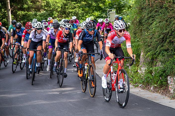 An der Spitze des Rennes Christina Schweinberger (AUT, Doltcini - Van Eyck Sport), Barbara Mayer (AUT, RC ARBÖ SK Voest), Barbara Humann, Elite Damen, Österreichische Meisterschaft Strassenrennen, Kufstein, Tirol 